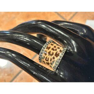 MD 925 STERLING SILVER CHEETAH LEOPARD PRINT MARCASITE CHUNKY RING BAND 4 g 8 EU